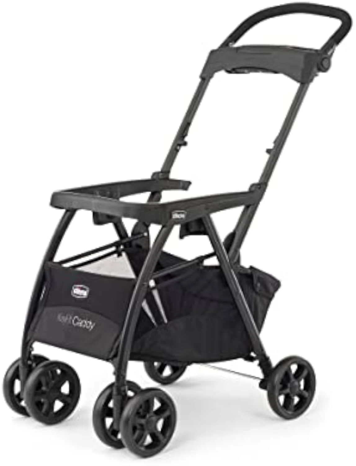 A stroller frame built to hold an infant car seat