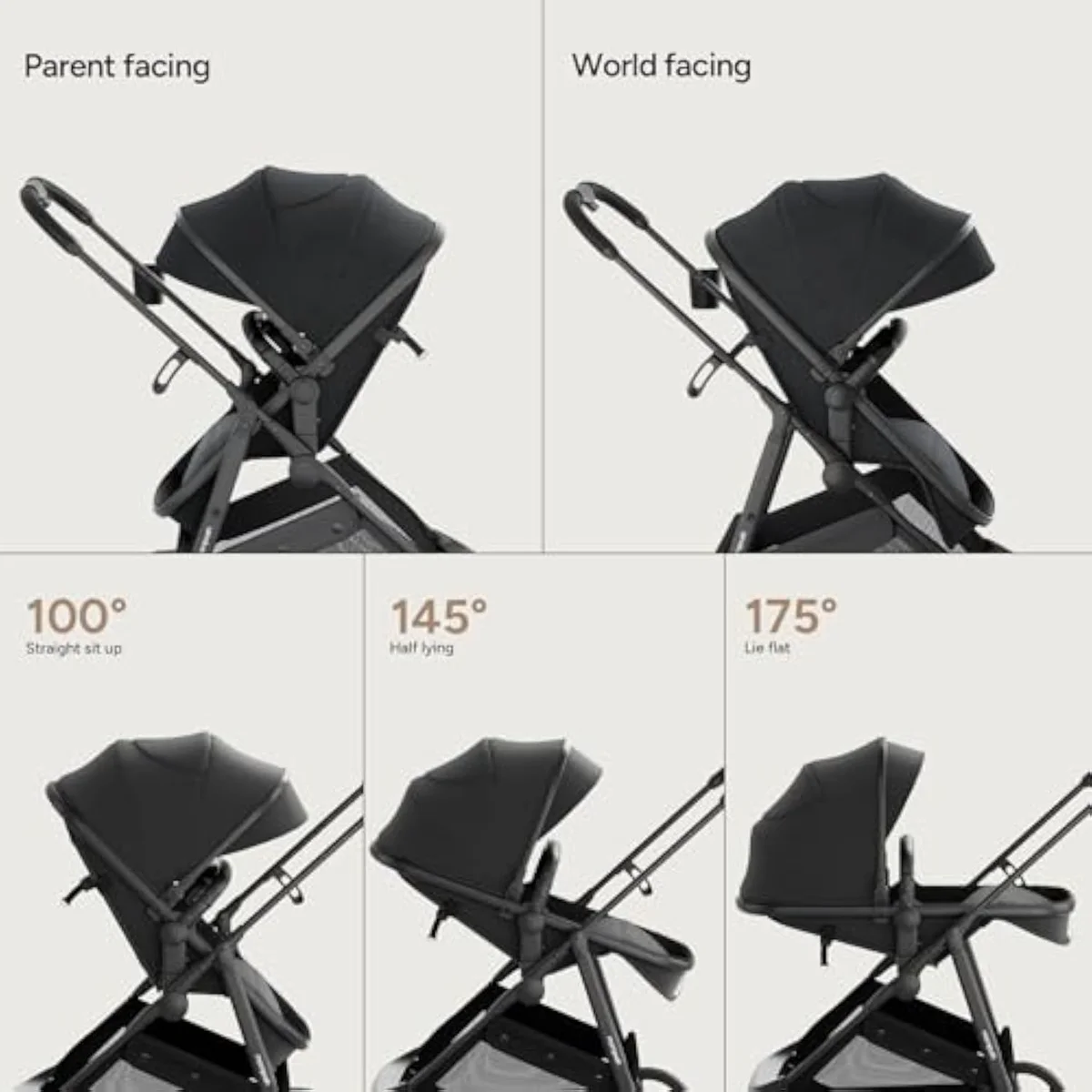 The Mompush Wiz bassinet reclined flat for a newborn