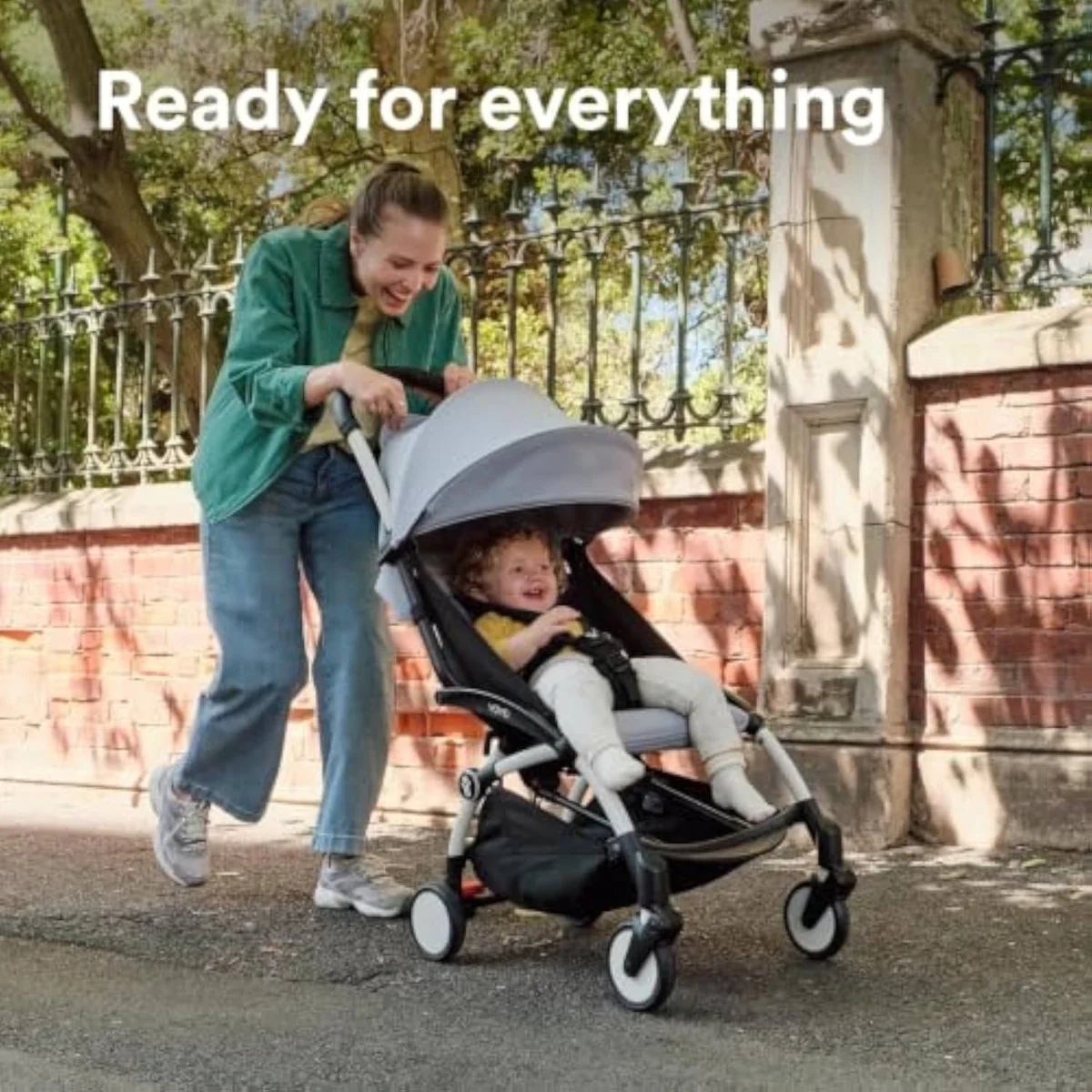 The Stokke YOYO3 compact stroller, a travel frame that takes a separate newborn pram body