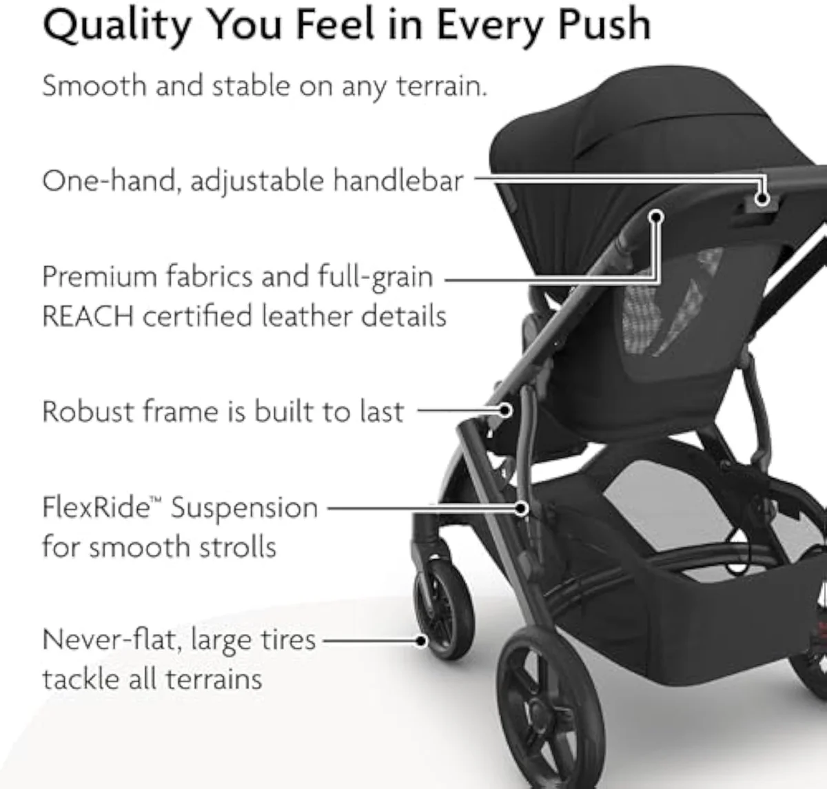 The UPPAbaby Vista V3 folded upright, standing on its own